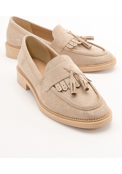 Lily Bej Süet Kadın Loafer