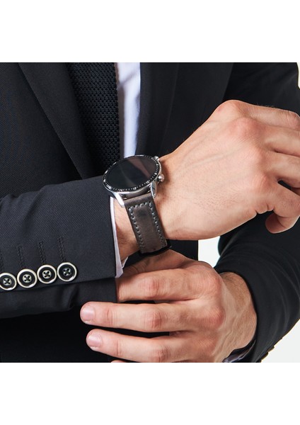 Samsung Galaxy Watch Kordon Galaxuy Watch 4 / 5 / 6 Watch 6 Classic 40 mm 43 mm 44 mm 47 mm Watch 5 / Watch 5 Pro 40 44 45 Watch 4 40 42 44 46mm 20mm Deri Kordon Gri fiyatları