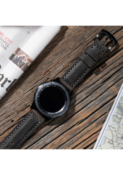 Samsung Galaxy Watch Kordon Galaxuy Watch 4 / 5 / 6 Watch 6 Classic 40 mm 43 mm 44 mm 47 mm Watch 5 / Watch 5 Pro 40 44 45 Watch 4 40 42 44 46mm 20mm Deri Kordon Gri indirimleri