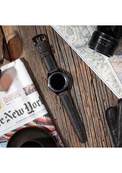 Samsung Galaxy Watch Kordon Galaxuy Watch 4 / 5 / 6 Watch 6 Classic 40 mm 43 mm 44 mm 47 mm Watch 5 / Watch 5 Pro 40 44 45 Watch 4 40 42 44 46mm 20mm Deri Kordon Gri