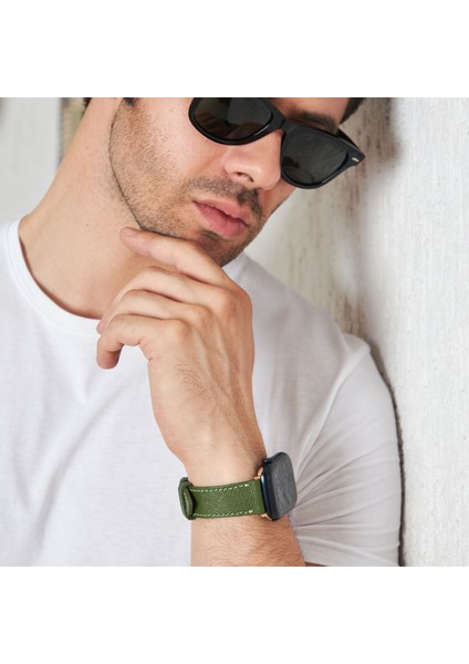 Apple Watch 42MM 44MM 45MM 49MM 3 / 4 / 5 / 6 / se / 7 / 8 / 9 / Ultra / Ultra 2 Deri Kordon Haki Yeşil fiyatları