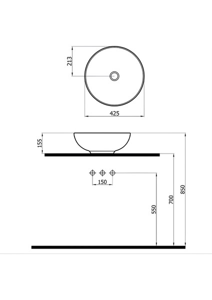 Çanak Tezgah Üstü Lavabo 5010