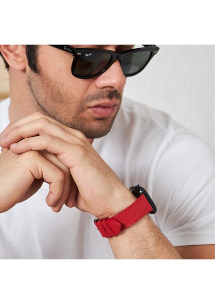 Apple Watch Uyumlu 42mm 44mm 45mm 49mm 1 / 2 / 3 / 4 / 5 / 6 / Se / 7 / 8 / Ultra Deri Kordon Kırmızı fiyatları