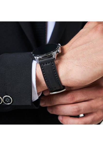 Samsung Watch 4 / 5 / 6 Watch 6 Classic 40mm 43mm 44mm 47mm Watch 5 / Watch 5 Pro 40 44 45 Watch 4 40 42 44 46mm 20mm Deri Kordon Siyah modelleri