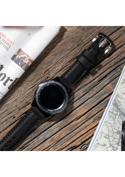 Samsung Watch 4 / 5 / 6 Watch 6 Classic 40mm 43mm 44mm 47mm Watch 5 / Watch 5 Pro 40 44 45 Watch 4 40 42 44 46mm 20mm Deri Kordon Siyah