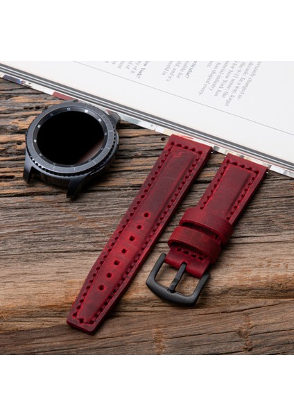 Samsung Galaxy Watch 4 / 5 / 6 44MM / 40MM / Galaxy Watch 5 Pro 45MM / Galaxy Watch 4 44MM / 40MM / Galaxy Watch 4 Classic 46MM / 42MM 47MM Active 2 40MM 44MM Uyumlu Deri Kordon Kayış Kırmızı fiyatları
