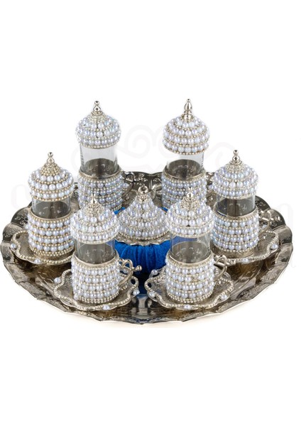 Bardak Çay Bardağı Çay Takımı Çay Seti Nescafe Takımı İncili Lale 6'lı Çay Bardak Seti Beyaz