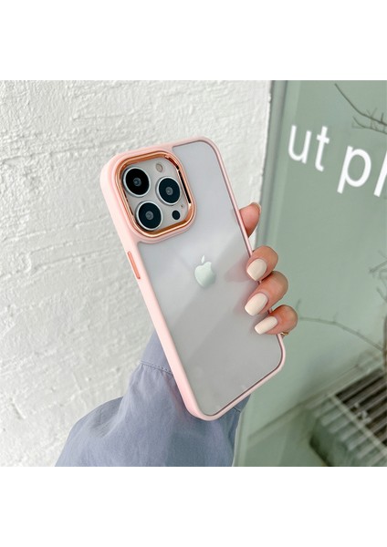 iPhone 15 Pro Max Kılıf Metal Tuş ve Kamera Çerçeveli Arkası Sararmaz Şeffaf Kenarları Renkli modelleri