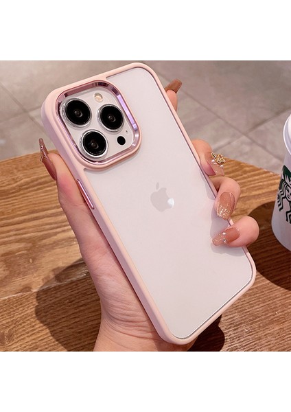 iPhone 15 Pro Max Kılıf Metal Tuş ve Kamera Çerçeveli Arkası Sararmaz Şeffaf Kenarları Renkli fırsatları