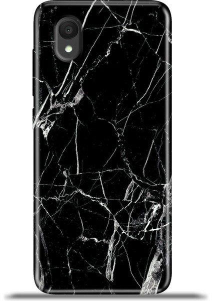 Alcatel 1 2022 Kılıf Esnek Silikon Kamera Koruma 4K Desenli Özel Tasarım - Siyah Mermer