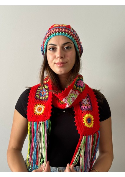 El Örgüsü Etnik Bere ve Atkı Takım Set Unisex fiyatları