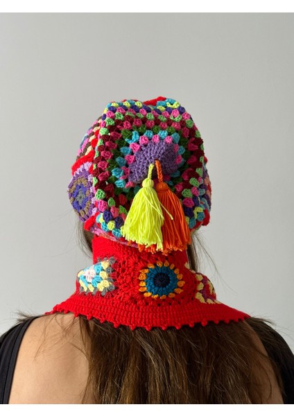 El Örgüsü Etnik Bere ve Atkı Takım Set Unisex modelleri