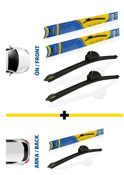 Silecek Süpürgesi Ön-Arka Muz Tipi Smart Forfour 5 Kapi Hatchback 2004-2006 (650MM+450MM+350MM)