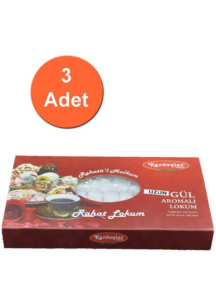 Gül Aromalı Uzun Hediyelik Lokum 700 gr x 3 Adet