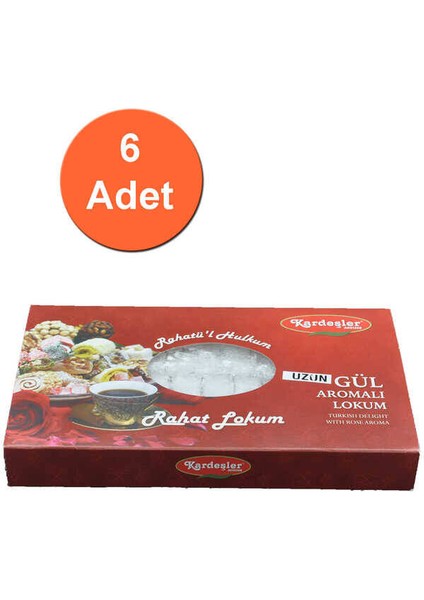 Gül Aromalı Uzun Hediyelik Lokum 700 gr x 6 Adet