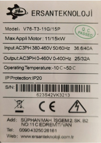 Vfd( Değişken Frekanslı SÜRÜCÜ)11KW