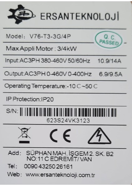 Vfd(Değişken Frekanslı Sürücü) 3kw modelleri