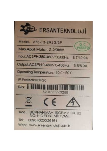Vfd( Değişken Frekanslı Sürücü) 2,2kw fırsatları