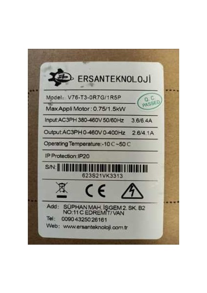 Vfd(Değişken Frekanslı Sürücü) 0.75KW fiyatları