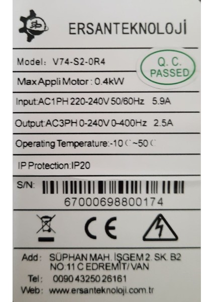 Vfd(Değişken Frekanslı Sürücü) Ac Sürücü Inverter 1ph 220V To 3ph 220V 0.4kw fırsatları