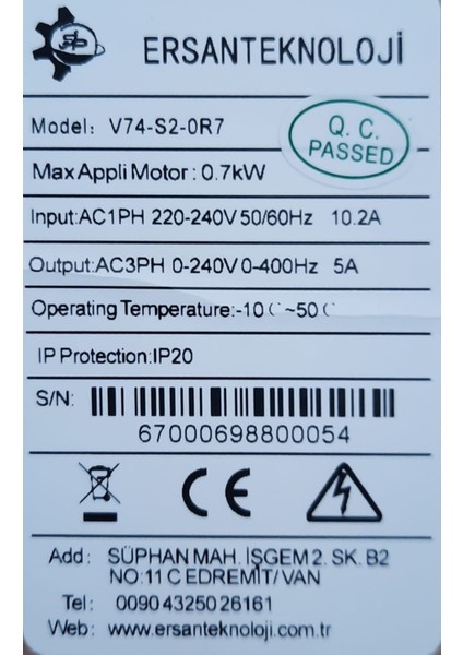 Vfd(Değişken Frekanslı Sürücü) Ac Sürücü Inverter 1ph 220V To 3ph 220V 0.7kw fırsatları