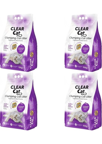Lavantalı Topaklanan Bentonit Kedi Kumu Ince 10 kg x 4 Adet