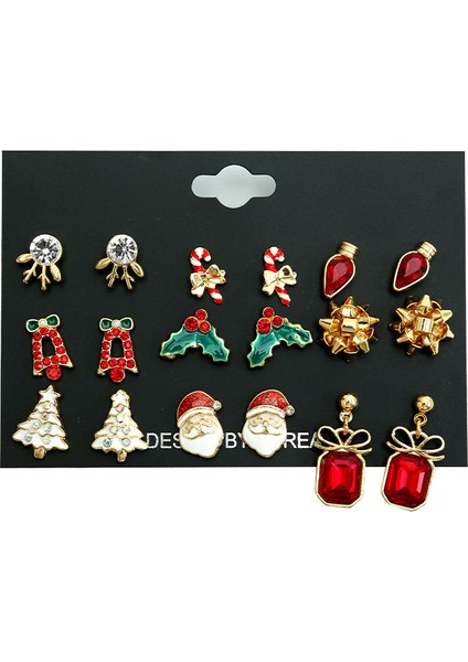 9 Çift Kadın Noel Küpe ve Çıtçıt Seti, Sevimli Tatil Takı Gençler Için Hipoalerjenik Noel Hediyeleri (Yurt Dışından)