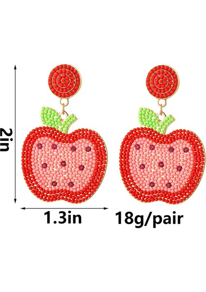 Boncuklu Öğretmen Küpe Kadın Kızlar Için, Apple Rhinestone Damla Dangle Küpe Renkli Yaratıcı Öğretmenler Takı Hediyeler (Yurt Dışından) fiyatları