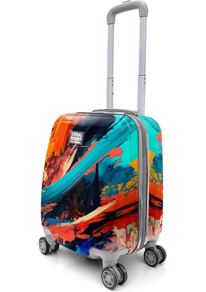 Renkli Desenli Mini Kabin Boy Valiz (40CM) 16765