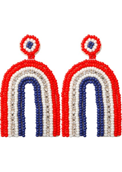 4 Temmuz Küpe Kadınlar Için, Boncuklu Bayrak Dangle Bırak Küpe Bağımsızlık Günü Vatansever Küpe Tatil Hediyeleri (Yurt Dışından)