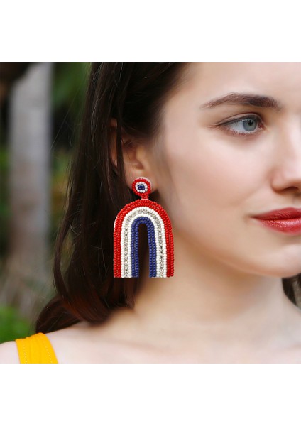 4 Temmuz Küpe Kadınlar Için, Boncuklu Bayrak Dangle Bırak Küpe Bağımsızlık Günü Vatansever Küpe Tatil Hediyeleri (Yurt Dışından) indirimleri