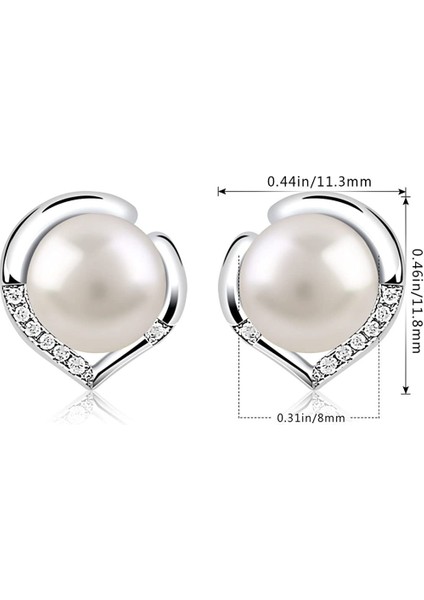 Inci Küpeler Kadın 925 Ayar Gümüş Düğme Küpe Tatlı Su Inci Kalp Dil Seti Takı (Yurt Dışından) fiyatları