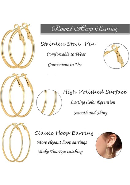 Halka Küpe Kadın Kızlar Için, Paslanmaz Çelik Hipoalerjenik Geometrik Halkalar Kadın Küpe Döngü Küpe Seti (Yurt Dışından) fiyatları