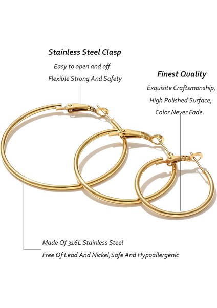 Halka Küpe Kadın Kızlar Için, Paslanmaz Çelik Hipoalerjenik Geometrik Halkalar Kadın Küpe Döngü Küpe Seti (Yurt Dışından) modelleri