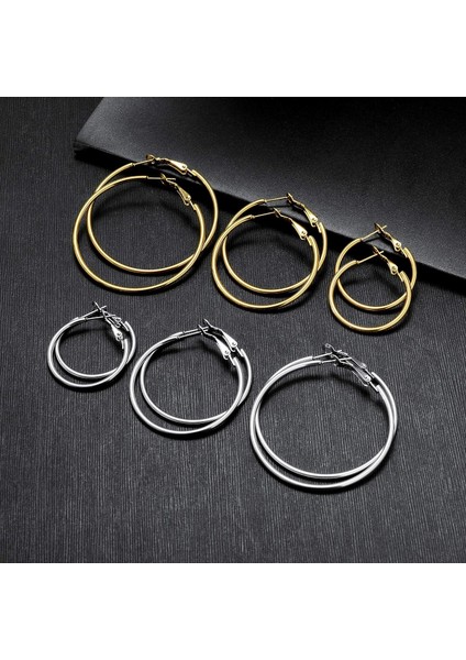 Halka Küpe Kadın Kızlar Için, Paslanmaz Çelik Hipoalerjenik Geometrik Halkalar Kadın Küpe Döngü Küpe Seti (Yurt Dışından) fırsatları
