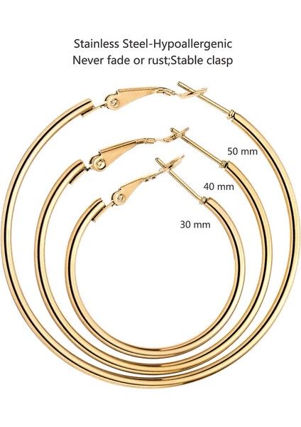 Halka Küpe Kadın Kızlar Için, Paslanmaz Çelik Hipoalerjenik Geometrik Halkalar Kadın Küpe Döngü Küpe Seti (Yurt Dışından) indirimleri