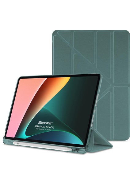 Xiaomi Pad 6 Kılıf Origami Pencil Koyu Yeşil