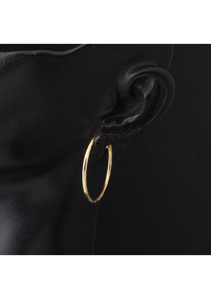 Desenli Altın Halka Küpe 14 Ayar 3 Cm. Çaplı fiyatları