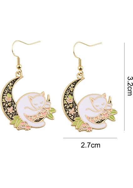 Moda Mizaç Ay Kucaklama Kedi Küpeleri, Sevimli Kız Küpeleri (Yurt Dışından) fiyatları