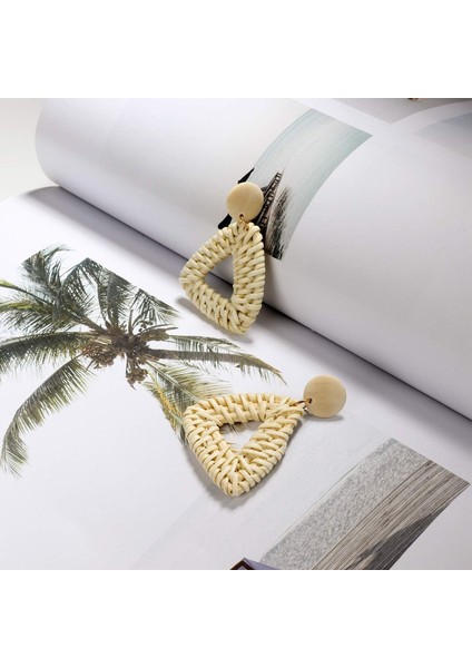 3 Çift Rattan Küpe Dokuma Bohemian Küpe El Yapımı Saman Hasır Örgü Çember Bırak Dangle Küpe Kadınlar Kızlar Için (Yurt Dışından) modelleri