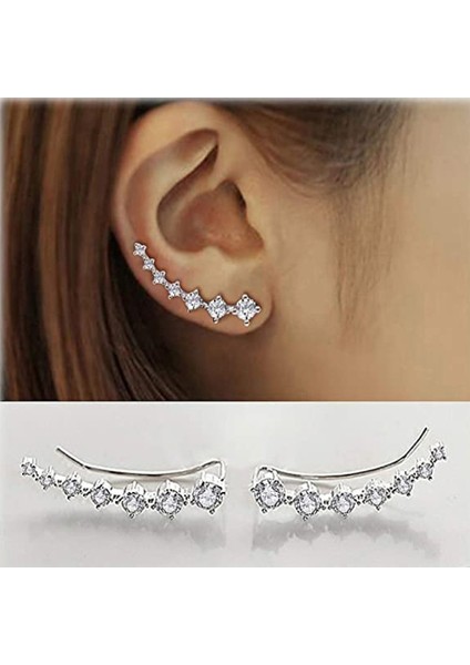 Bling Kulak Manşetleri 7 Kristal 925 Ayar Gümüş Hipoalerjenik (Yurt Dışından) indirimleri