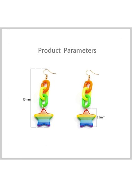 Sevimli Gökkuşağı Yıldız Zincir Dangle Küpe Kadın Hipoalerjenik Hassas Kulak Renkli (Yurt Dışından) indirimleri