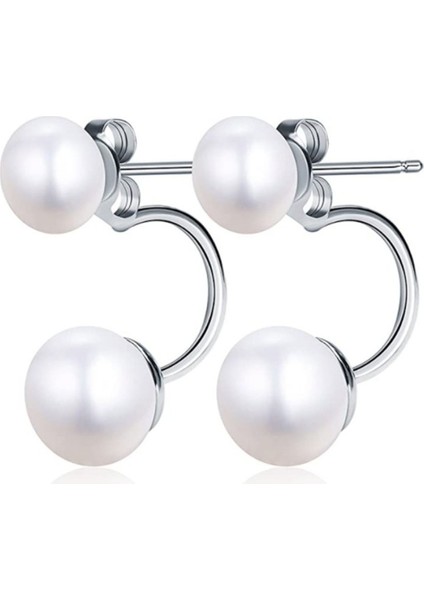 Yl Kadın Çift Inci Küpeler 25 Ayar Gümüş Çift Inci Küpe Inci Ön Arka Tatlı Su Kültürlü Inci 7 Mm/9 mm Saplama Küpe (Yurt Dışından) fiyatları