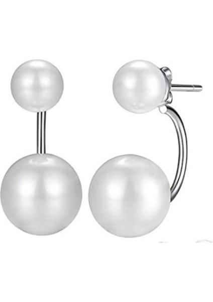 Yl Kadın Çift Inci Küpeler 25 Ayar Gümüş Çift Inci Küpe Inci Ön Arka Tatlı Su Kültürlü Inci 7 Mm/9 mm Saplama Küpe (Yurt Dışından) modelleri