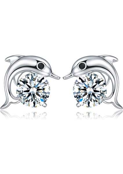 Elegance Parısıenne Modaya Uygun Yunus Küpeler | Swarovski Elemanları | Yapay Elmas Parıltılı Kulak Çivileri Yunus | Bayanlar Kadınlar Kızlar Çocuklar Için (Yurt Dışından)