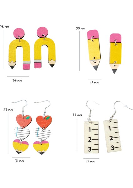 4 Çift Öğretmen Küpe Kadınlar Için Ahşap Dangle Küpe Renkli Yaratıcı Küpe Kadın Kızlar Için Öğrenci Öğretmen (Yurt Dışından) fiyatları