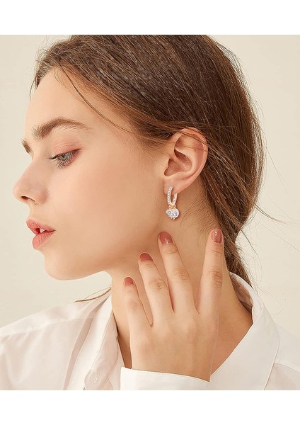 Dangle Küpe Köpüklü Elmas Dangle Hoop Küpe Kadınlar Için Hipoalerjenik Küçük Hoop Damla Dangle Küpe Takı (Yurt Dışından) modelleri