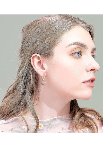 Dangle Küpe Köpüklü Elmas Dangle Hoop Küpe Kadınlar Için Hipoalerjenik Küçük Hoop Damla Dangle Küpe Takı (Yurt Dışından) fırsatları