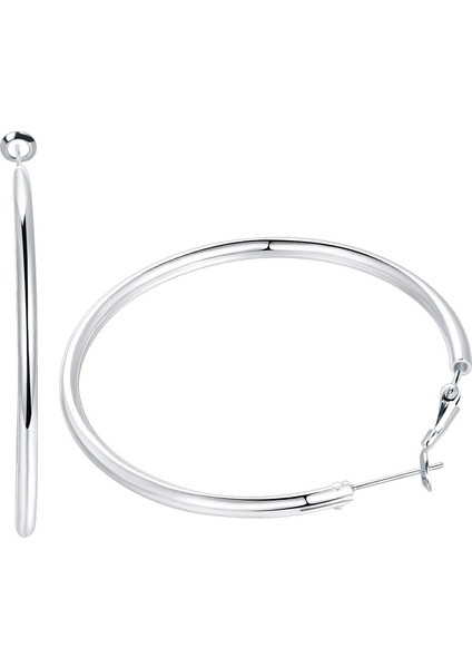 3 Çift Halka Küpe - Büyük Halka Küpe Seti Gümüş Halka Küpe Kadın Kızlar Için Sevgililer Günü Hediyeleri (40/50/60MM) (Yurt Dışından) modelleri