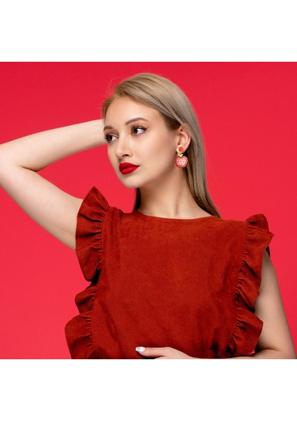 Boncuklu Öğretmen Küpe Kadın Kızlar Için, Apple Rhinestone Damla Dangle Küpe Renkli Yaratıcı Öğretmenler Takı Hediyeler (Yurt Dışından) fırsatları